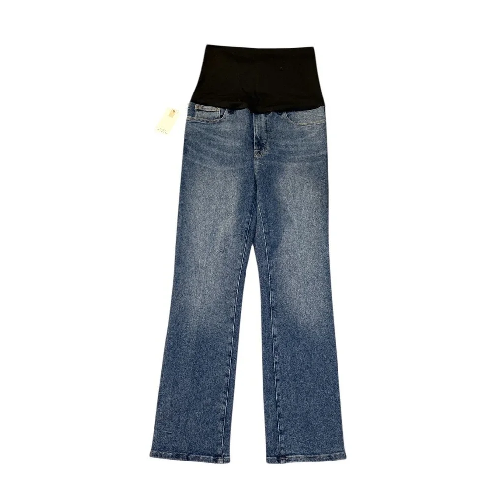 Good American‎ Maternity Good Straight Leg Jeans Blue Over Belly Size 6 28 NEW
